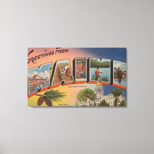 Maine (State Capital/Flower)Large Letter Canvas Print