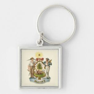 Maine state coat of arms (vintage 1870s) key ring