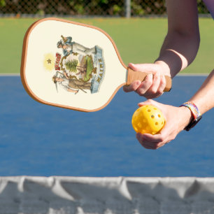 Maine state coat of arms (vintage 1870s) pickleball paddle