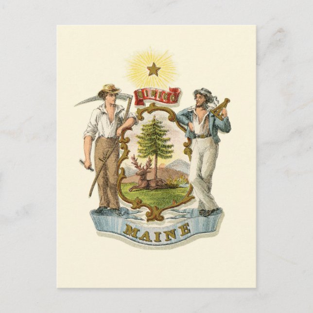 Maine state coat of arms (vintage 1870s) postcard (Front)