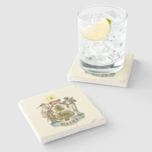 Maine state coat of arms (vintage 1870s) stone coaster