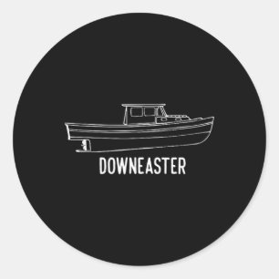 Maine State Downeaster Lobster Fishing Boat T Shir Classic Round Sticker