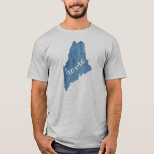 Maine State Home Wood Grain T-Shirt