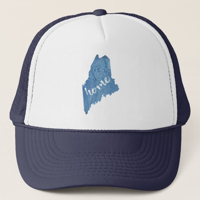 Maine State Home Wood Grain Trucker Hat (Front)