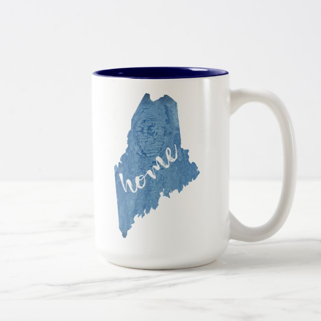 Maine State Home Wood Grain Two-Tone Coffee Mug (Right)