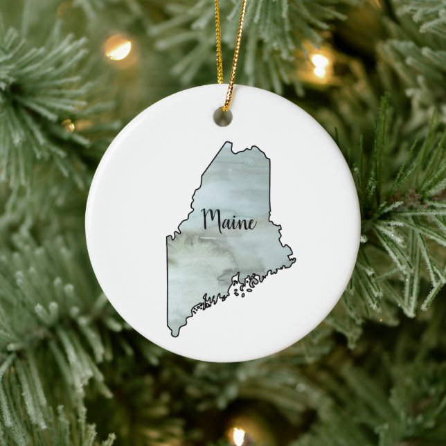 Maine State Illustration Ceramic Tree Decoration (Tree)