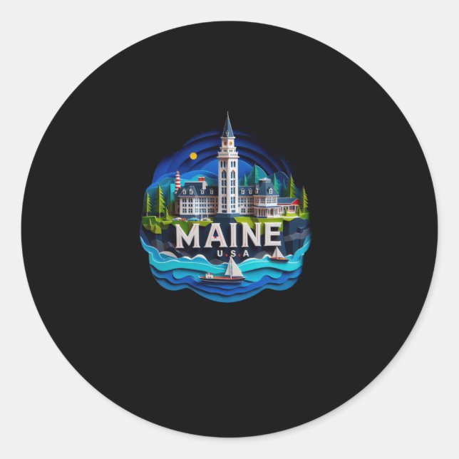 Maine State In Usa Sticker  (Front)