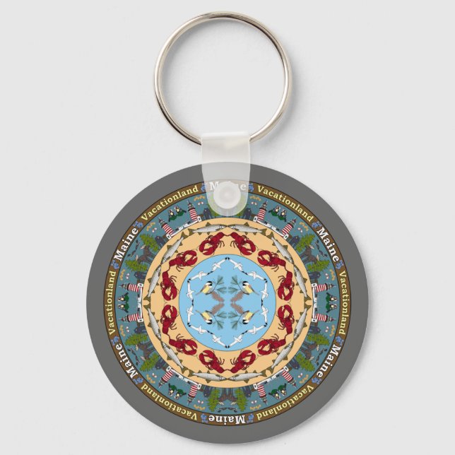 Maine State Mandala Keychain (Front)