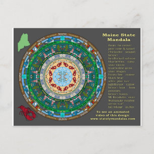 Maine State Mandala Postcard