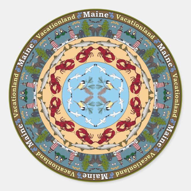 Maine State Mandala Sticker (Front)