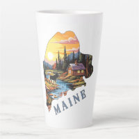Maine State Outline Cabin Moose