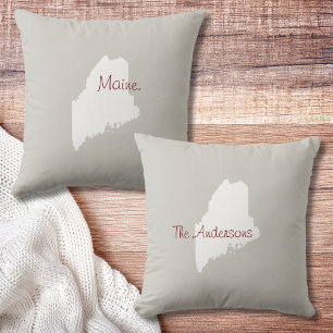 Maine State Outline Personalised Throw Pillow