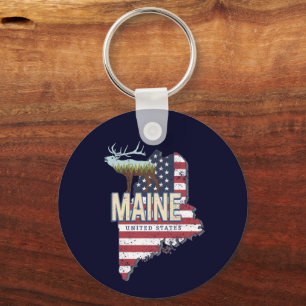 Maine State United States Map Vintage USA Souvenir Key Ring