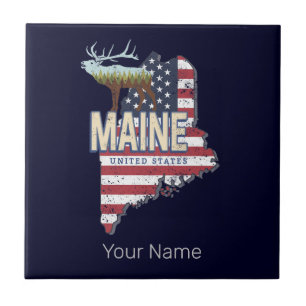 Maine State United States Map Vintage USA Souvenir Tile