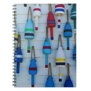 Maine, Stonington, decorative lobster buoys Spiral Notebook