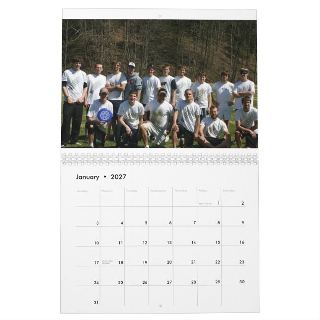 Maine Team Calendar (Jan 2027)