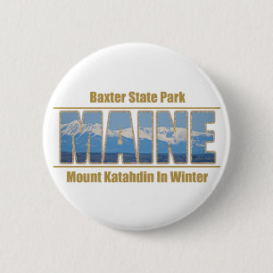 MAINE Text Image - Mount Katahdin 6 Cm Round Badge