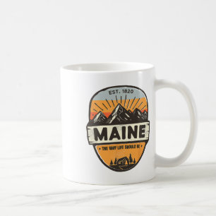 Maine The Way Life Should Be Vintage Retro Mountai Coffee Mug