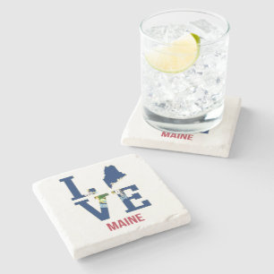 Maine US State Love Stone Coaster