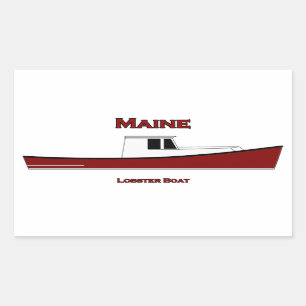 Maine USA Lobster Boat Logo Rectangular Sticker