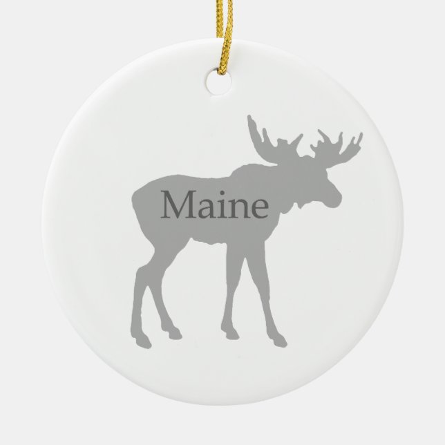 Maine USA Logo (moose) Ceramic Tree Decoration (Front)