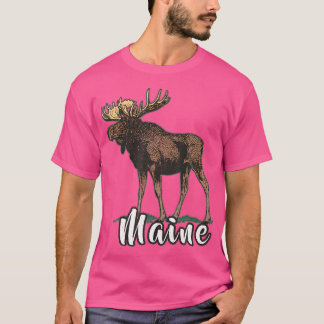 Maine Vacation Woodland Wildlife Moose Camping Hik T-Shirt