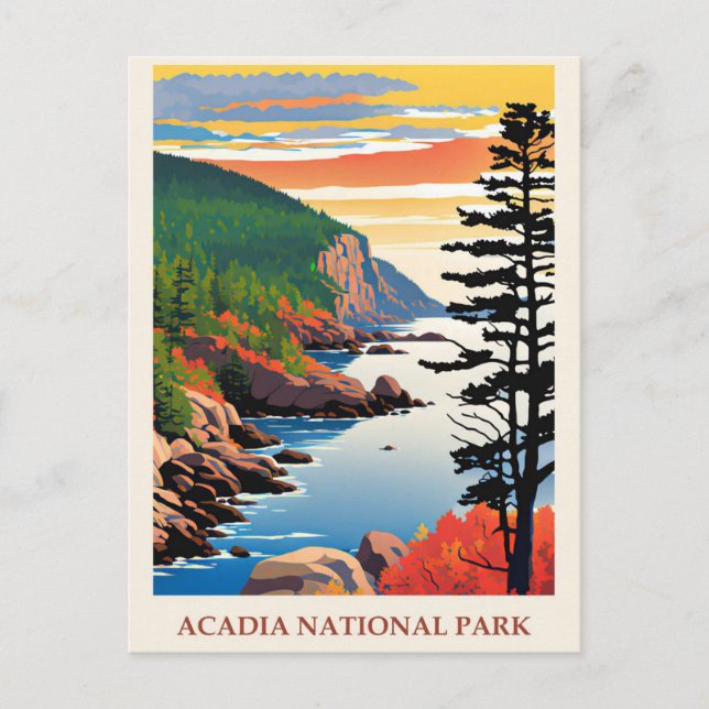 Maine Vintage Acadia National Park Travel Postcard (Front)