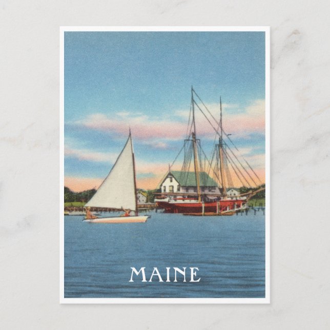 Maine Vintage Natuical Scene Postcard (Front)