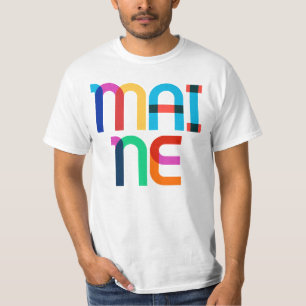 Maine Vintage Retro Pop Art 80s Rainbow Colors T-Shirt