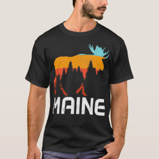 Maine Vintage Retro Pride Souvenir Moose Nature Hi T-Shirt