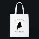 Maine Wedding Welcome Bag, Black & Gold Tote<br><div class="desc">Fill this welcome bag with favourite goodies for your guests to enjoy when they arrive in Maine!</div>
