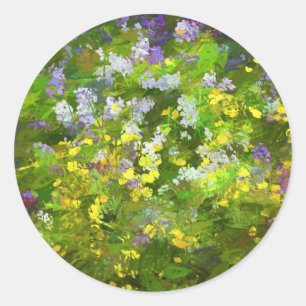 Maine Wildflowers Painting - Original Flower Art Classic Round Sticker