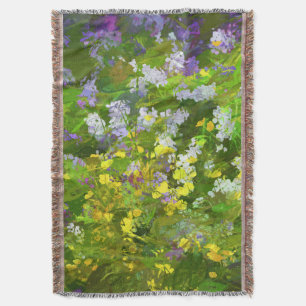 Maine Wildflowers Painting - Original Flower Art Throw Blanket