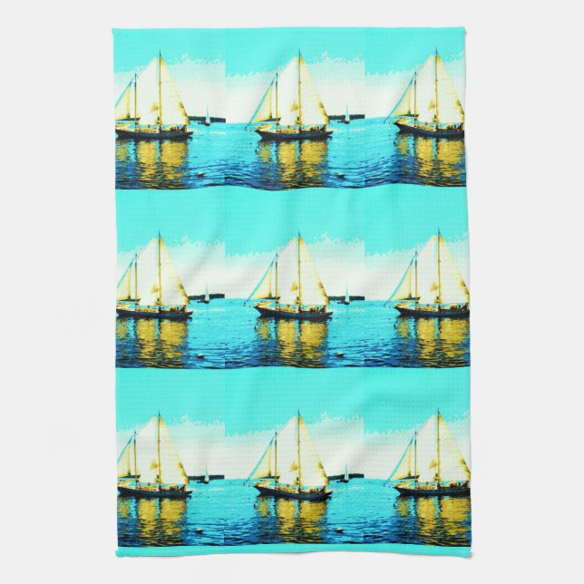 maine windjammers kitchen towel (Vertical)