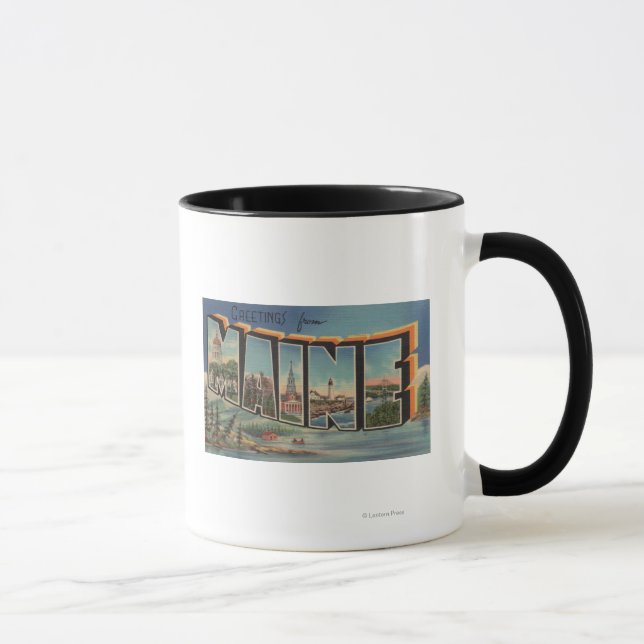 Maine (Winter)Large Letter Scenes Mug (Right)