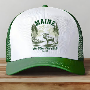 Maine Woods and Wildlife Illustration Trucker Hat