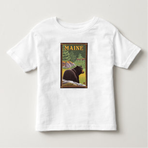 MaineBlack Bear in Forest Toddler T-Shirt