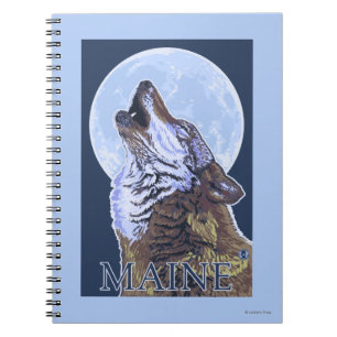 MaineHowling Wolf Spiral Notebook
