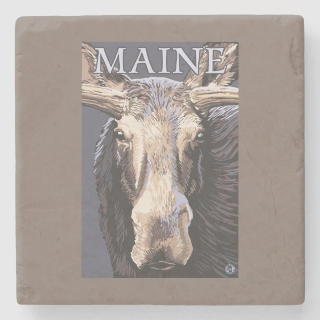 MaineMoose Up Close Stone Coaster (Front)