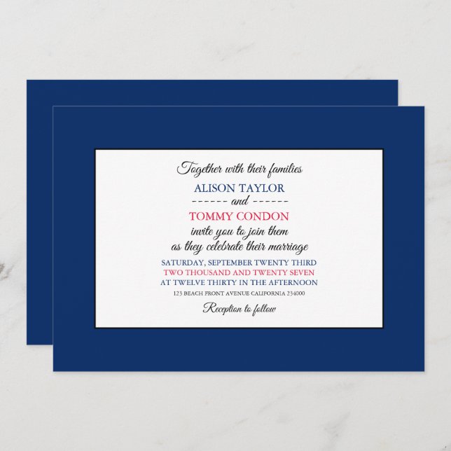 Mainer Flag, Flag of Maine Wedding Invitation (Front/Back)