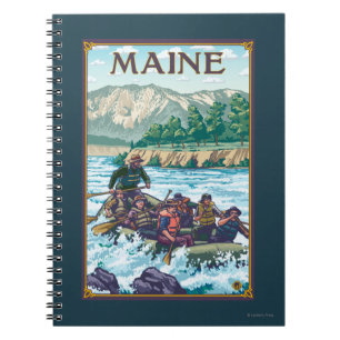 MaineRiver Rafting Scene Spiral Notebook