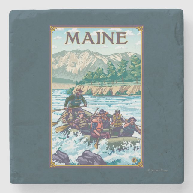 MaineRiver Rafting Scene Stone Coaster (Front)