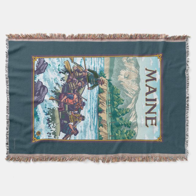 MaineRiver Rafting Scene Throw Blanket (Front)
