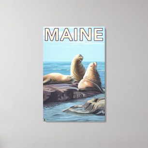 MaineSea Lions Scene Canvas Print