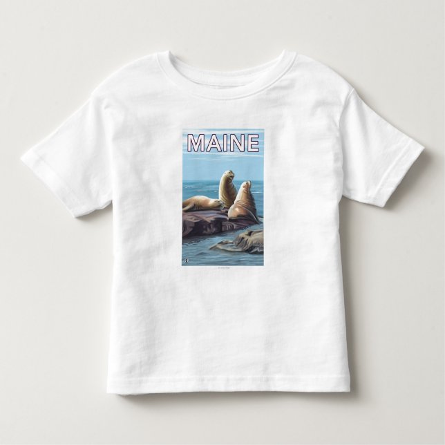 MaineSea Lions Scene Toddler T-Shirt (Front)