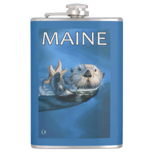 MaineSea Otter Scene Hip Flask