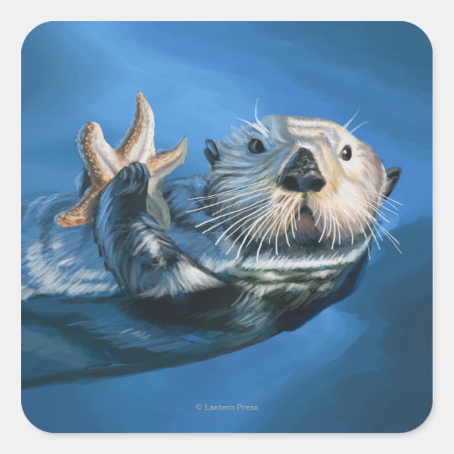 MaineSea Otter Scene Square Sticker (Front)