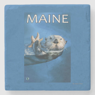 MaineSea Otter Scene Stone Coaster
