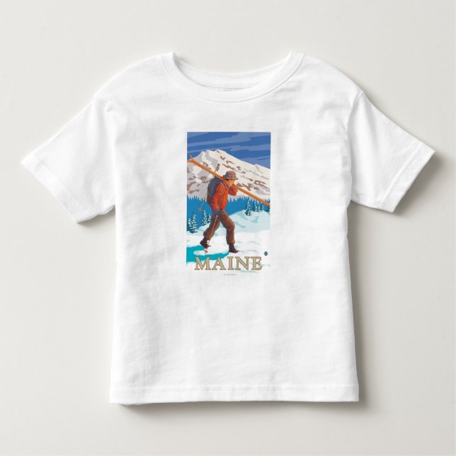 MaineSkier Carrying Skis Toddler T-Shirt (Front)