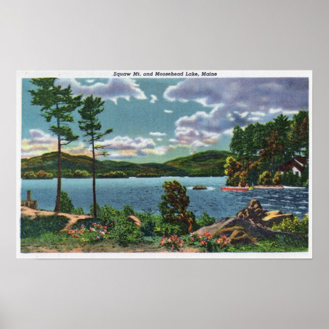 MaineView of Squaw Mountain and Moosehead Lake Poster (Front)